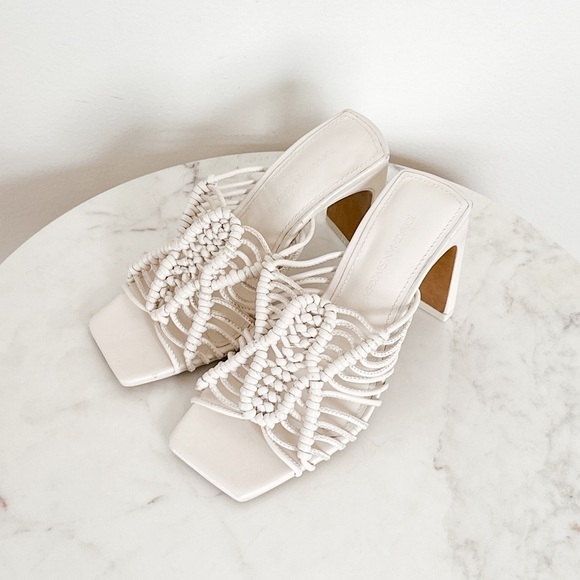 NEW Jonathan Simkhai Audra Macrame Heeled Sandals Ivory Size 35 5 US - Picture 6 of 14